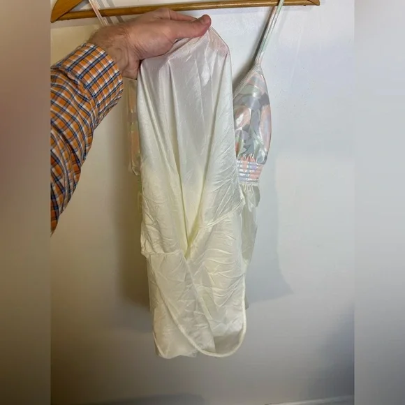 Vintage Slip midi Dress Size L V-Neck Pastel tones Grandmacore Lightweight - Picture 5 of 11